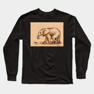 Baby Elephant's Little Buddy: Elephant Watercolor Painting #4 Long Sleeve T-Shirt
